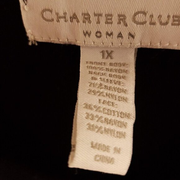 Charter Club Plus Womens Black Lacey Sequin Cardigan Sweater 1X - Picture 5 of 7